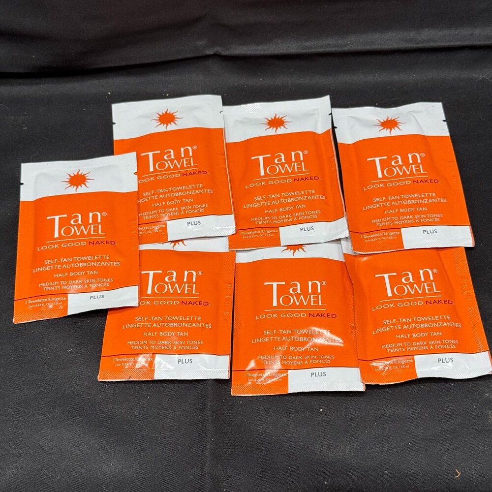 Pack of 7 individual Tan Towels Plus-Look Good Naked-Medium to Dark Skin Tones